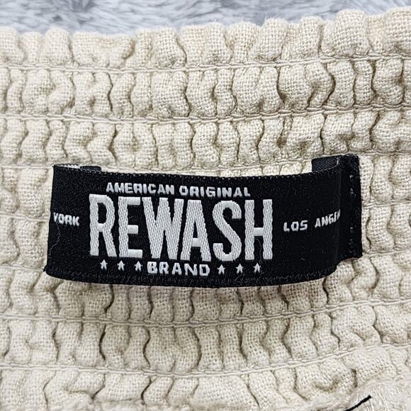 Rewash Pants Womens L Tan Khaki Linen Blend Pull On Wide Leg Casual Pockets - Picture 5 of 13